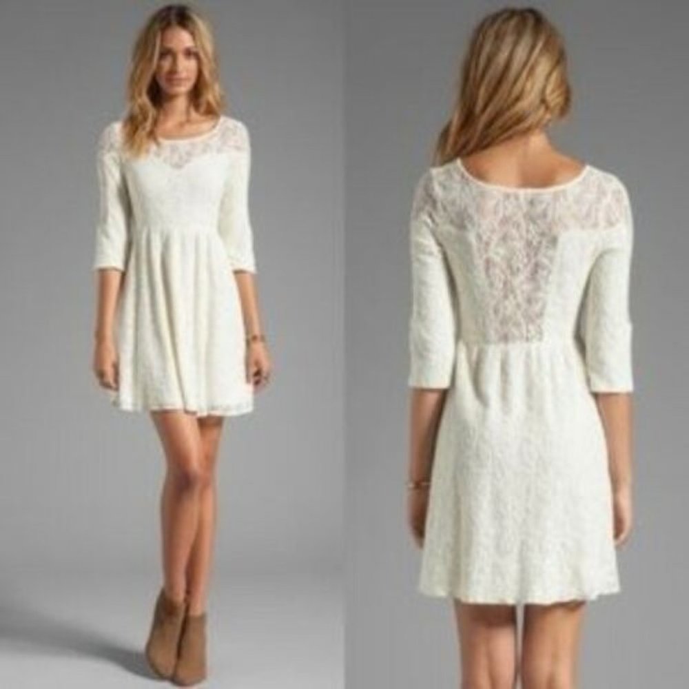 Free People Shake Up Lace Dress Cream Ivory medium